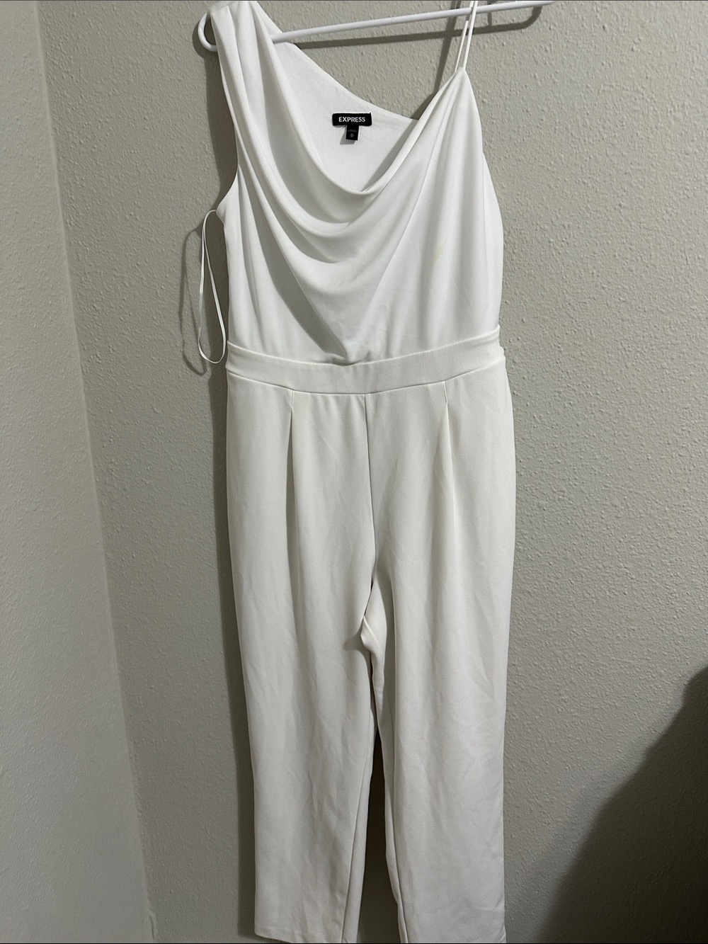 Express White Cowl Neck Jumpsuit with Thin Straps